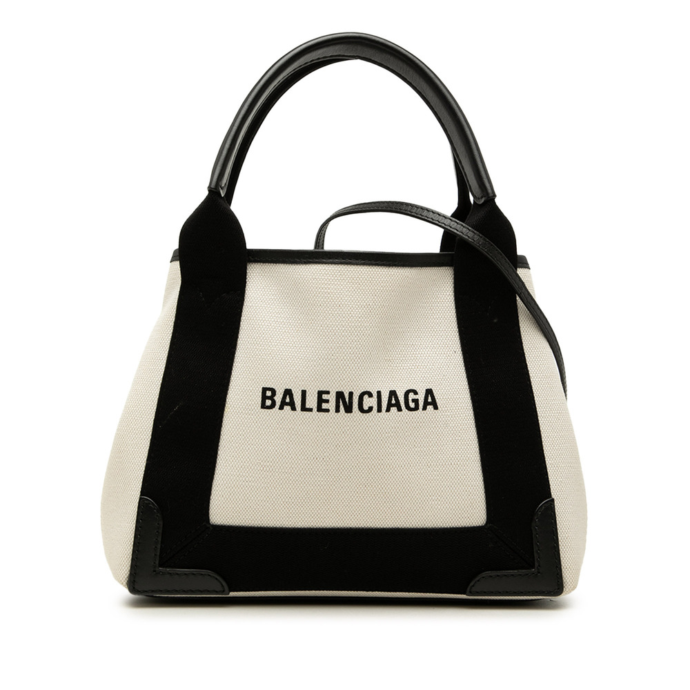 Pre-Loved Balenciaga Canvas Navy Cabas Satchel XS